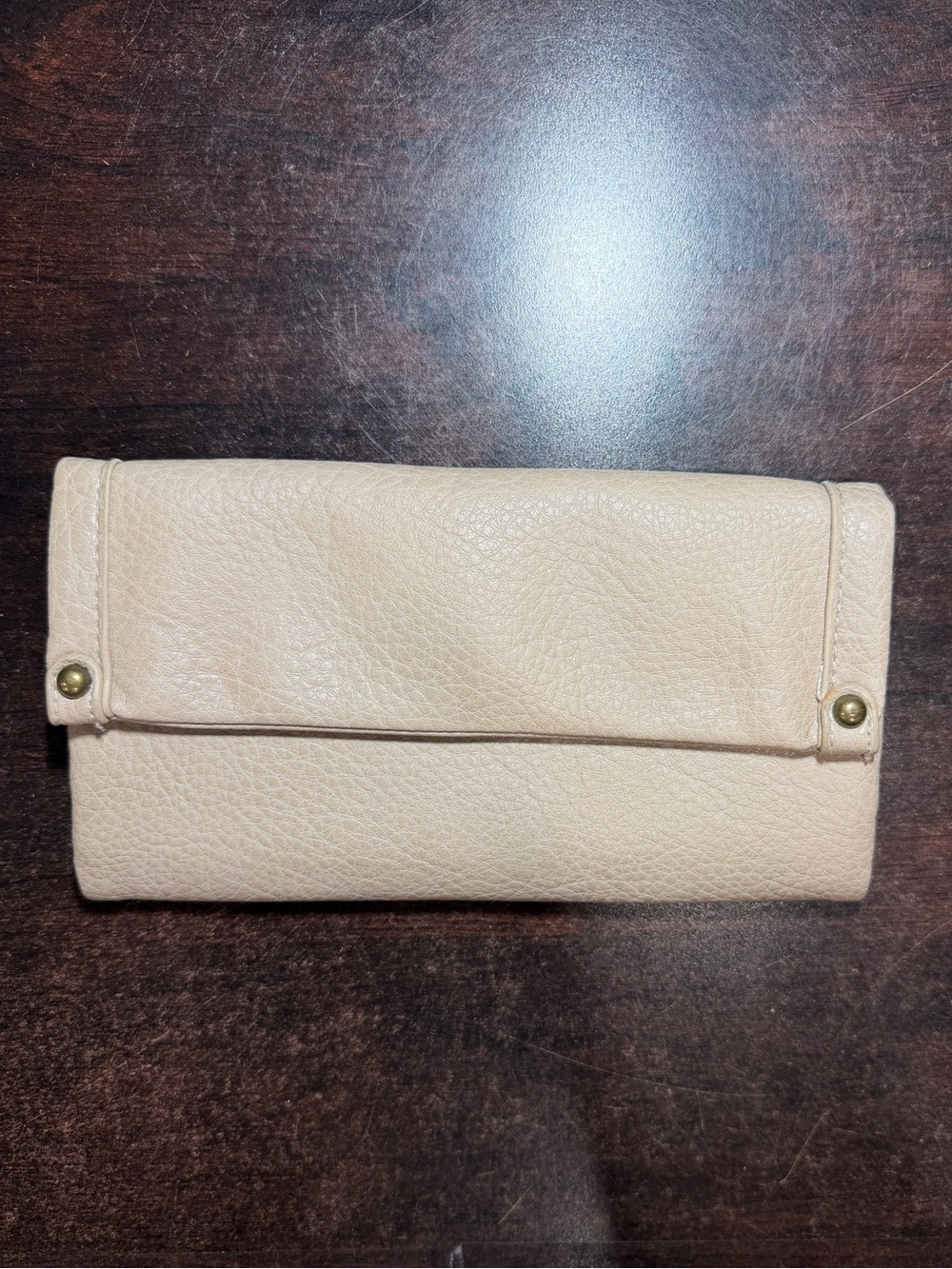Source Unknown Cream Fold-Over Leather Wallet
